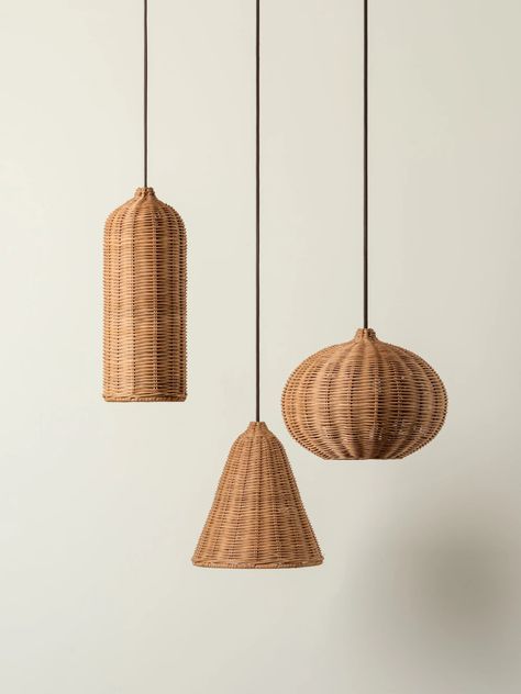 Aditi - 3 light rattan pendant | Ceiling Light | Lights & Lamps Inc | USA Rattan Ceiling Lamp, Rattan Pendant Lamp, Rattan Lamps, Japanese Style Living Room, Rattan Lighting, Bali Interiors, Staff Lounge, Rattan Light, Pendant Lighting Bedroom