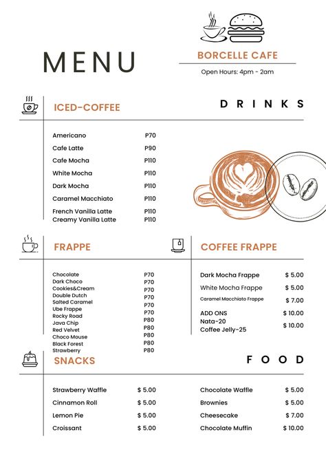 menu Tea Shop Menu Ideas, Bread Menu Design, Menu Cafeteria, Bakery Menu Design, Menu For Cafe, French Cafe Menu, Menu Design Layout, Coffee Menu Design, Menu Drink