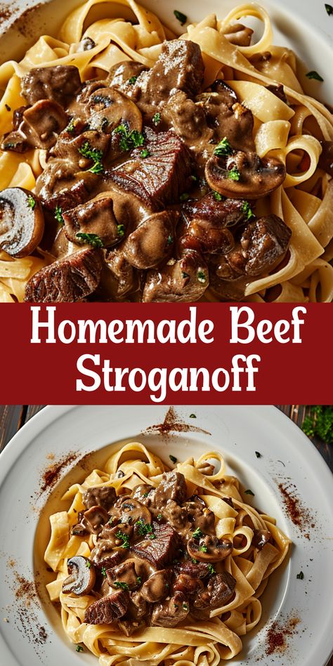 Enjoy homemade Beef Stroganoff with this easy recipe. Creamy and rich flavors that everyone will enjoy! Beef Stroganoff Stove Top Recipe, Authentic Beef Stroganoff, Homemade Beef Stroganoff Recipe, Beef Stroganoff Stove Top, Stroganoff Recipe Easy, Best Beef Stroganoff Recipe, Steak Stroganoff, Classic Beef Stroganoff Recipe, Traditional Beef Stroganoff