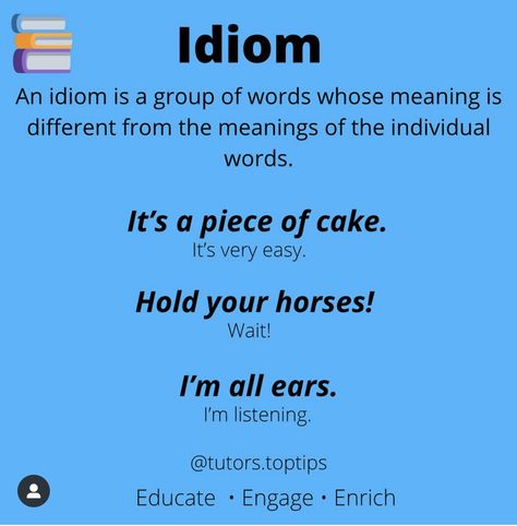 Definition of idiom with examples. Idioms With Examples, Interesting Speech Topics, Idiom Examples, Poetry Terms, Speech Topics, English Notes, Effective Study Tips, English Grammar Worksheets, Literary Devices