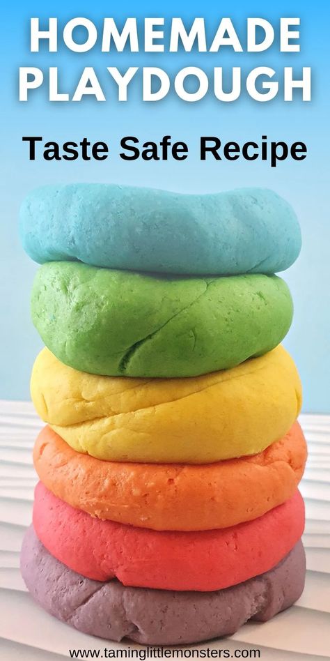 The Easiest Homemade Playdough Recipe - Taming Little Monsters Soft Playdough Recipe, Homemade Play Dough Recipe, Gluten Free Playdough, Make Your Own Playdough, Easy Homemade Playdough Recipe, Soft Play Dough, Cooked Playdough, Play Dough Recipe, Homemade Playdough Recipe