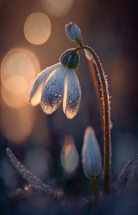 Snowdrop. Автор: Julia Kaissa Snow Drops Flowers, Easy Crochet Rose, Wet Flowers, Matka Natura, Flowers Crochet, Flower Background Wallpaper, Winter Flowers, Month Flowers, Perfect Plants