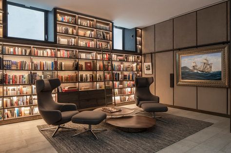 6-Ideas-For-A-Luxury-Home-Library-01 6-Ideas-For-A-Luxury-Home-Library-01 Luxury Home Library, Modern Home Library, Home Office Library, Contemporary Home Office, Modern Library, Home Library Design, Modern Office Design, Casa Vintage, Home Libraries