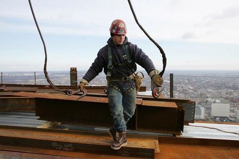 Construction Worker Outfit, Ironworkers Quotes, Ironworker Tools, Vintage Go Karts, Steel Erectors, Iron Workers, Iron Worker, Collar Work, Tower Crane