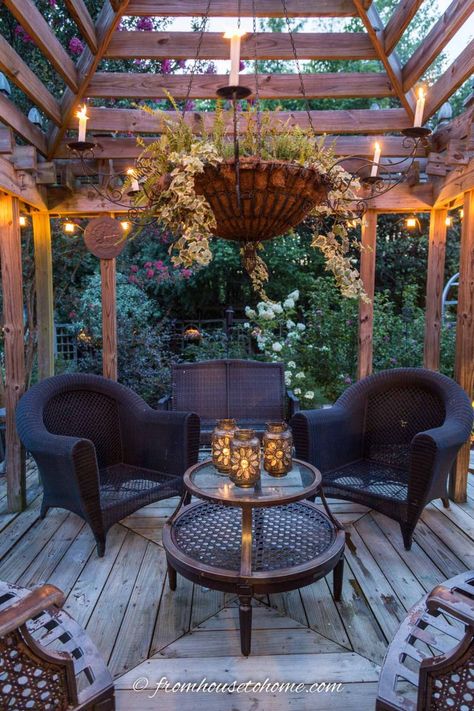 Pergola Lighting Ideas | Decks and Patios Outdoor Pergola Lighting Ideas, Outdoor Pergola Lighting, Pergola Lighting Ideas, Gazebo Ideas Backyard, String Light Ideas, Pergola Covers, Falling Tree, Backyard Lights, Outdoor Christmas Decorations Lights