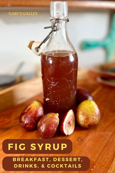 Homemade Fig Syrup Fig Syrup Recipes, Easy Fig Recipes, Fresh Fig Recipes Simple, Fig Drink, Fig Simple Syrup, Fig Wine, 2024 Holidays, Fig Syrup, Simple Syrup Recipe