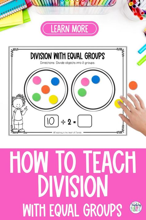 Differentiating instruction is a key part of teaching and is especially important when teaching division with equal groups. Division can be tricky for 3rd-grade students to master, but with the right approach, you can help them understand and learn this important skill. In this post, I share ways to differentiate division instruction, plus a fun division FREEBIE that you can use in small groups to help your elementary learners practice making equal groups. CLICK HERE to learn more! How To Teach Division, Teach Division, 3rd Grade Division, Teaching Division, Division Math Games, Independent Learning Activities, Differentiating Instruction, Division Activities, Teaching Math Strategies