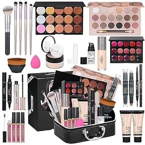 Full Makeup Kit, Travel Makeup Kit, All In One Makeup, Corrective Makeup, Full Makeup, Makeup Palettes, Holiday Gift Box, Eye Makeup Brushes, Makeup Gift