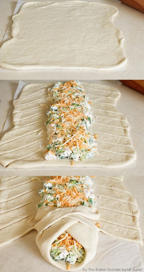 Chicken And Broccoli Braid, Chicken Broccoli Braid, Broccoli Braid, Cheesy Chicken And Broccoli, Cheese And Broccoli, Cheesy Chicken Broccoli, Pampered Chef Recipes, Chicken And Broccoli, Crescent Roll Recipes