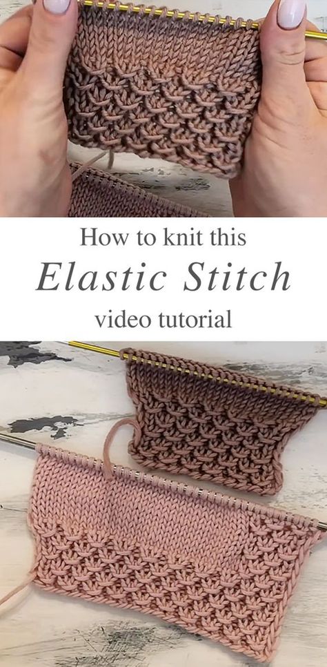 Knit Elastic Stitch You Can Easily Learn - Tutorial Elastic Stitch, Knitting Hacks, Knitting Stitches Tutorial, Knitting Basics, Pattern Knitting, Knitting Instructions, Baby Afghans, How To Knit, Knit Stitch Patterns