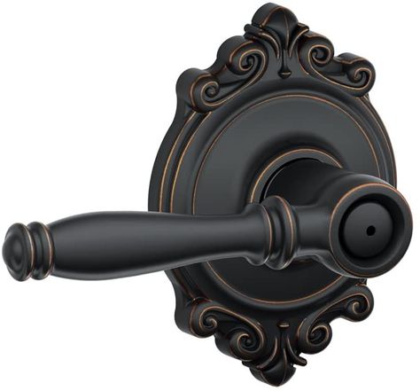 Schlage F40-BIR-BRK Birmingham Privacy Door Lever Set with The Decorative Brooks, Aged Bronze - - Amazon.com Privacy Door, Aged Bronze, Door Lever, Black Doors, Door Levers, Barn Door Hardware, Entry Doors, Door Knobs, Door Handle