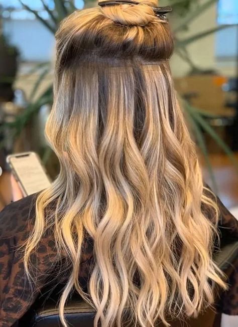 How Much Do Hair Extensions Cost? The First-Timers Guide to Extensions Balayage, Celebrity Hair Extensions, Microlink Hair Extensions, Permanent Hair Extensions, Micro Bead Hair Extensions, Hair Extensions Tutorial, Beaded Hair Extensions, Hair Extensions Before And After, Hair Extension Salon