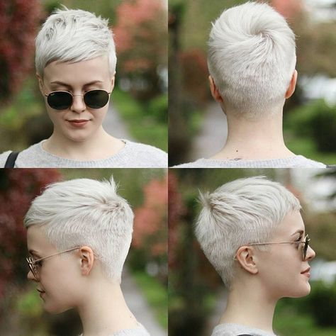 Womens Super Short Haircut, Really Short Womens Haircuts, Undercut Women Short Hair, Short Hair Styles Tomboy, Really Short Pixie Haircut, Super Short Blonde Hair, Pixie Hair With Bangs, Super Short Hair For Women, Really Short Hairstyle Women