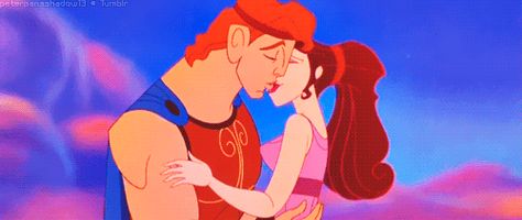 Maybe your kiss is kind of agressive. Disney Clips, Disney's Hercules, Disney Kiss, Meg Hercules, Movie Kisses, Disney Hercules, Disney Gif, Disney Fanatic, Disney Couples