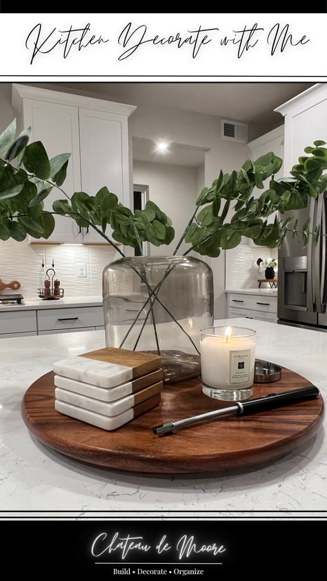 Island Countertop Decor, Kitchen Island Centerpiece Ideas, Island Decor Kitchen, Kitchen Island Decor Centerpieces, Kitchen Island Centerpiece, Kitchen Island Decor Ideas, Spring Home Decor Ideas, Kitchen Countertop Decor, Small Kitchen Island