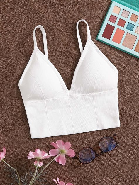 Rib Longline Bralette Robin Scherbatsky, Women Bras, White Bralette, Longline Bra, Tank Top Bras, Bra Types, Cami Crop Top, Cute Simple Outfits, Bras And Panties