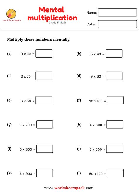 GRADE 5 MATH WORKSHEETS. Practice your mental math multiplication skills with these free printable. Mental Multiplication Worksheets, Class Two Math Worksheet, Worksheet For Grade 5 Maths, Grade 5 Maths Worksheets, Mental Maths Worksheets Grade 5, Grade 5 Math Worksheets Free Printable, Mental Maths Worksheets Grade 3, Mental Maths Worksheets 4th Grade, Mental Maths Worksheets Grade 2