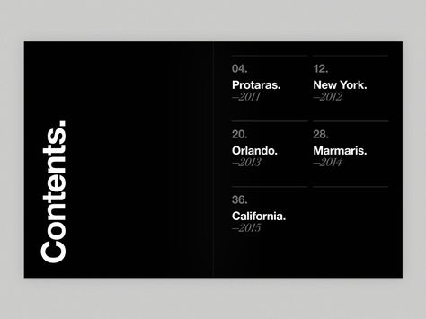 Contents Page by Luke Goodsell https://dribbble.com/shots/2764575-Contents-Page Content Magazine Layout Design, Table Of Contents Magazine Layout, Content Book Design, Content Page Layout Design, Index Book Design, Swiss Book Design, Document Graphic Design, Index Layout Design, Window Layout Design