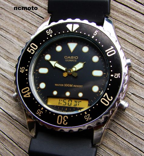 Casio Quartz, Diver Watch, Retro Watches, Waterproof Watch, Time Capsule, Gentleman Style, Dive Watches, Survival Gear, Black Watch