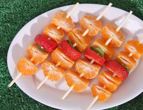 Orange theme baby shower for a “little cutie” Fruit Kabob, Aunt Baby, Baby Shower Fruit, Citrus Baby, Orange Theme, Peach Baby Shower, Orange Baby Shower, Orange Party, Fruit Kabobs