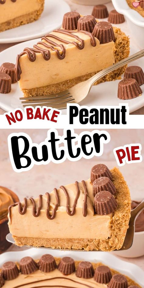 Looking for an easy, no-bake dessert? This creamy Peanut Butter Pie is a perfect treat for peanut butter lovers! Made with simple ingredients, it’s quick to whip up and ideal for any occasion. Click to get the recipe and start making this delicious dessert today! #PeanutButterPie #NoBakeDessert #EasyRecipes #QuickDesserts #PeanutButterLovers #PieRecipe Pie Recipes Peanut Butter, Peanut Butter Fluff Pie, No Bake Peanut Butter Fudge Easy, Pie Recipes Easy No Bake, Individual Peanut Butter Pies, Peanut Butter Pie With Pudding, Recess Pie, Simple Peanut Butter Desserts, Light Peanut Butter Pie