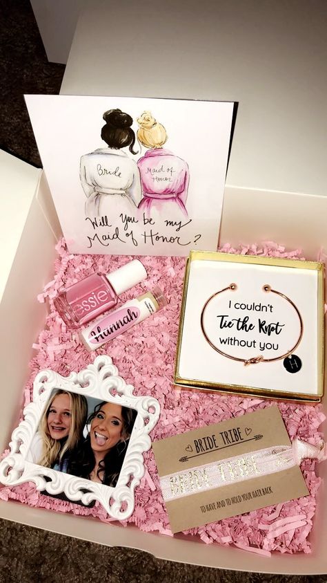 Cute Ways To Ask Made Of Honor, Box For Maid Of Honor, Made Of Honor Asking Ideas, Will You Be Maid Of Honor, Diy Maid Of Honor Gift, Maid Of Honour Box Ideas, Two Maid Of Honor Proposal, Present For Maid Of Honor, Bride Of Honor Proposal