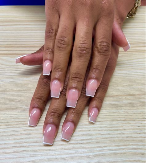 Sharp square white tip | pink and white | french #wedding #weddingnails #classynails #pinkandwhitenails #nailideas Pink And White French Tip, Pink And White French, Nails Pink And White, Face Nails, White French Tip, White Tip, White French, Nails Pink, French Wedding