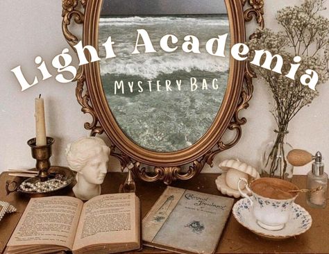 Our  Light Academia Mystery Bag is available in 2 different styles:  ✍️ Light Academia Stationery Bundle (CAN INCLUDE: stickers, prints, envelopes, postcards, notepads, notebooks, pens, letter openers, bookmarks & more) 💍  Light Academia Jewelry & Accessories Bundle (CAN INCLUDE: Necklaces, rings, earrings, keychains, bracelets, hair clips, scrunchies, headbands, beauty products, bags & more) ♥ LIGHT ACADEMIA ROOM DECOR --> https://www.etsy.com/listing/1389541136/light-academia-room-decor-bundl Chaotic Academia Decor, Light Academia Dining Room, Dark Academia Office Decor, Gallery Wall With Shelf, Light Academia Bathroom, Light Academia Home Decor, Light Academia Desk, Soft Academia Aesthetic Room, Light Academia Room Ideas