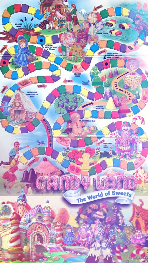 candy land #aesthetic #vintage #collage #candyland #gamenight #shufflefyp #fyp #rainbowvibes Candy Land Poster, Vintage Candyland, Candy Land Furniture, Candyland Shirt Ideas, Vintage Candyland Game, Candy Land Board, Wreck It Ralph Candy Land, Candy Moodboard, Candyland Art