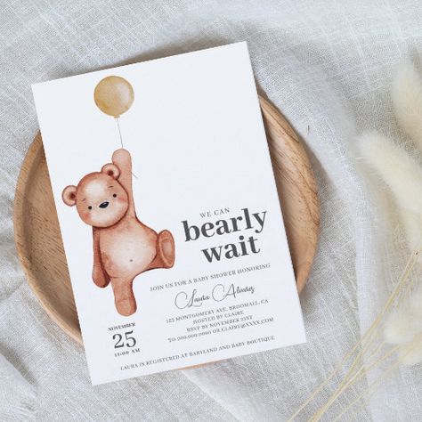 Baby Shower Bear Theme Invitations, We Can Barely Wait Invitation, We Can Bearly Wait Baby Shower Invites, Can Bearly Wait, Teddy Baby Shower Theme, I Can Bearly Wait Baby Shower Theme, Can Bearly Wait Baby Shower Ideas, We Can Bearly Wait Invitations, We Can Barely Wait Baby Shower Theme