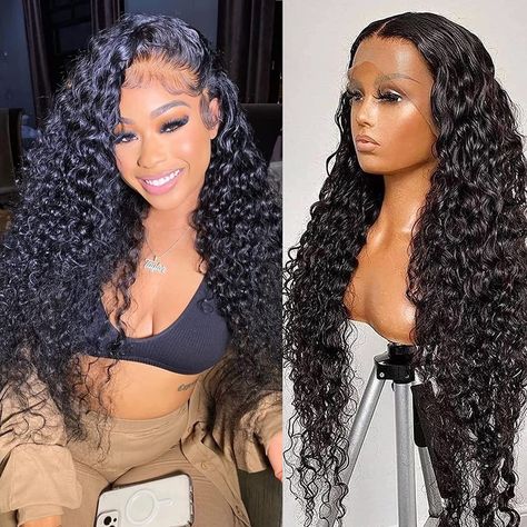 PRICES MAY VARY. 【Human Hair Wigs Material】13x6 HD Transparent Lace Front Wigs for Black Women, 180% Density Water Wave Frontal Wigs Human Hair, Full And Thick. 100% Unprocessed Brazilian Virgin Human Hair. Soft and Natural, Healthy and Vibrant, Comfortable Against Skin 【13x6 Lace Front Wigs Human Hair】HD Transparent Lace Front Human Hair Wigs. Match All Skin Tones, Invisible, Breathable & Comfortable. 10A Grade Brazilian Virgin Human Hair, Wigs Can Be Dyed, Bleached, Premed, and Restyled As You Straight Hair Highlights, Brazilian Lace Front Wigs, Curly Lace Frontal, Hair Water, Straight Weave Hairstyles, Lace Front Wigs Human Hair, Curly Lace Front Wigs, Colored Wigs, Wigs Human Hair