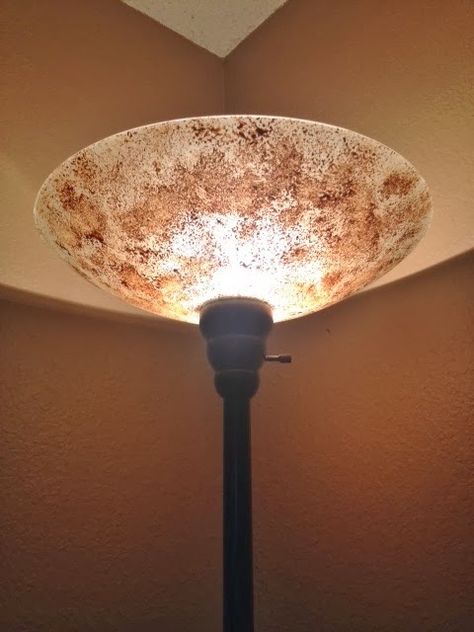 Scrappin' Becky B.: Torche Lamp Makeover Tutorial Lamp Makeover Diy, Torch Lamp, Lamp Makeover, Torchiere Lamp, Pearl Paint, Black Spray Paint, Brown Paint, Diy Makeover, Trash To Treasure