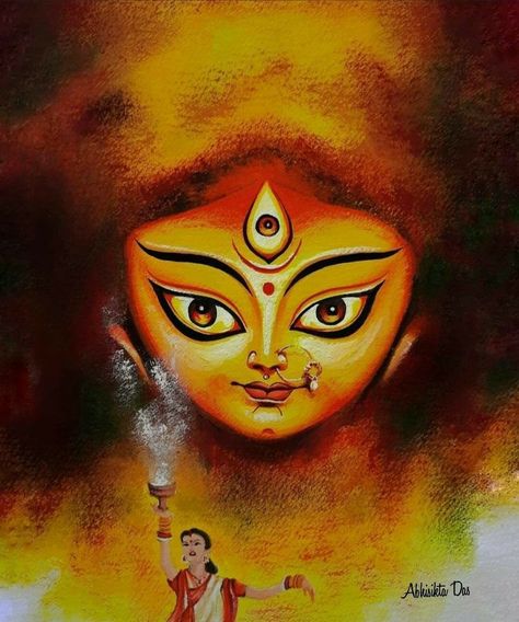 Ma Durga Agomoni Drawing, Durga Maa Face Painting, Maa Durga Watercolour Painting, Durga Painting Artworks Abstract, Navaratri Paintings, Durga Maa Watercolor Painting, Durga Painting Watercolor, Durga Maa Paintings Bengali, Durgapuja Drawing