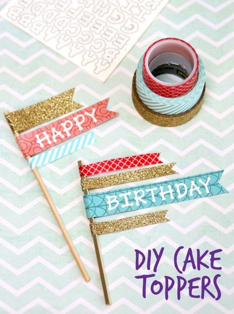 Handmade Cake Toppers Diy, Diy Cake Topper Birthday How To Make, Birthday Cake Toppers Diy, Happy Birthday Cake Topper Diy, Diy Cupcake Decorations, Handmade Cake Toppers Birthday, Diy Cake Topper Banner, Homemade Cake Topper, Diy Cake Toppers