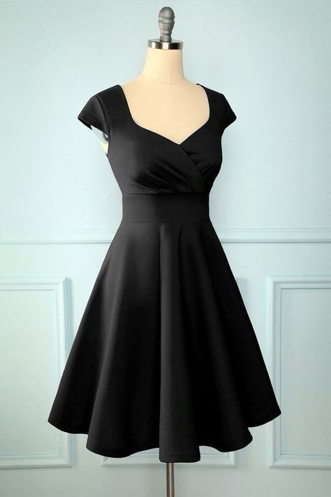 Confirmation Dresses, Retro Inspired Dress, Elegant Party Dress, Vestidos Retro, Simple Black Dress, Vintage Black Dress, Elegant Party Dresses, Business Dress, Pin Up Dresses