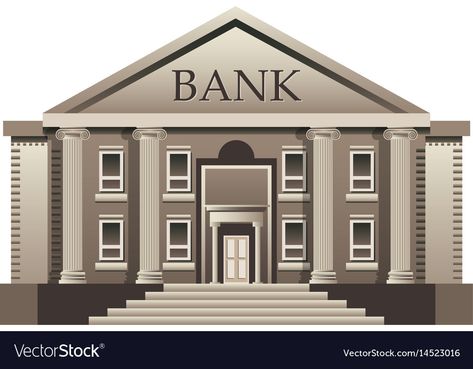 Bank finance building isolated Royalty Free Vector Image Bank Background Design, Bank Template, Jalaram Bapa, Bank Images, Paper House Template, Lesson Plan Examples, Bank Building, House Template, Building Painting