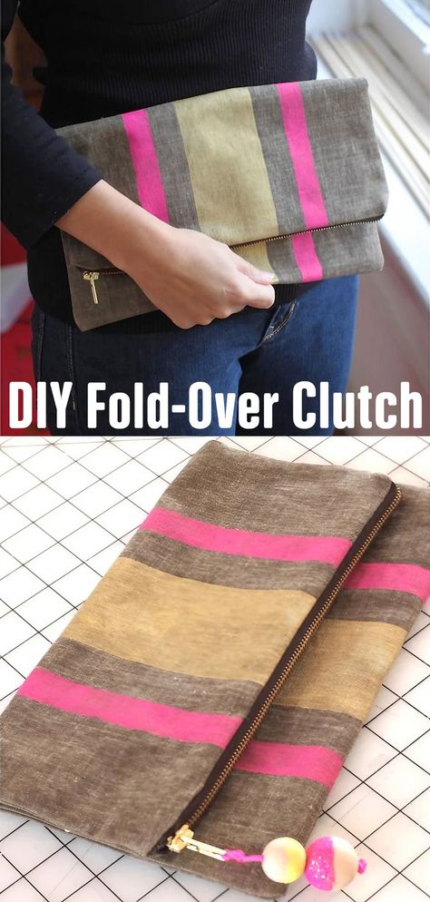 DIY Painted Fold-over Clutch Zip Face, Painted Clutches, Sewing Corner, Clutch Tutorial, Party Streamers, Heather Ross, Diy Clutch, Sewing Workshop, Bag Tutorial