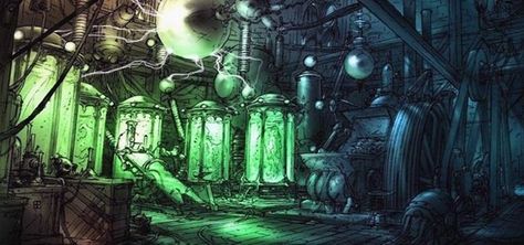 A Free Steampunk Horror Short Story « Steampunk R&D Mad Scientist Lab, Dr Frankenstein, Labs Art, Mad Science, Tv Tropes, Weird Science, Science Lab, Fantasy Concept Art, Mad Scientist