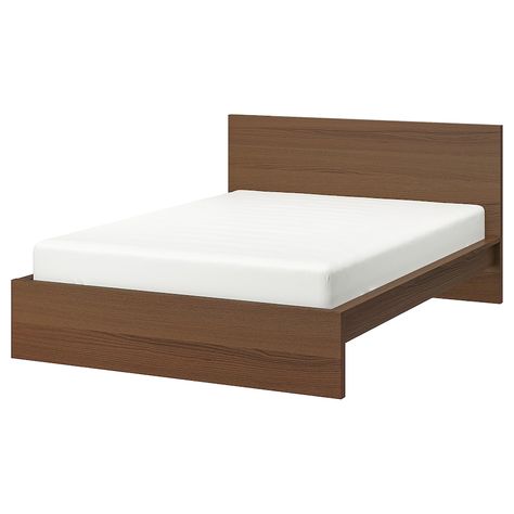 MALM Bed frame, high, brown stained ash veneer, King - IKEA Malm Bedframe, Space Saving Bedroom Ideas, Best King Size Bed, Beds For Teens, Bed Frame High, Brimnes Bed, Loft Beds For Teens, Brown Bed Frame, Malm Ikea