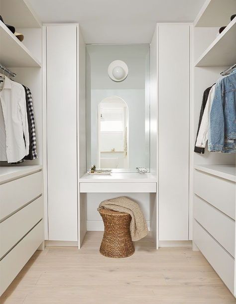 Closet With Vanity Built In, Walk In Closet With Vanity, Closet Vanity Ideas, Walk In Closet Vanity, Closet With Vanity, Small Walk In Wardrobe, Built In Vanity, Small Walk In Closet, Toronto Home