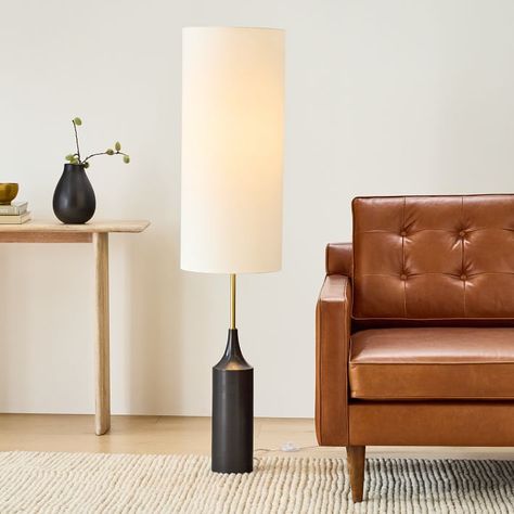 Hudson Diffused Floor Lamp | Modern Living Room Furniture | West Elm Living Room Standing Lamp, Night Lamp For Bedroom, Modern Standing Lamps, Lamp Floor, Living Room Corner, Room Corner, Lamp For Living Room, Modern Floor, Lamp Modern