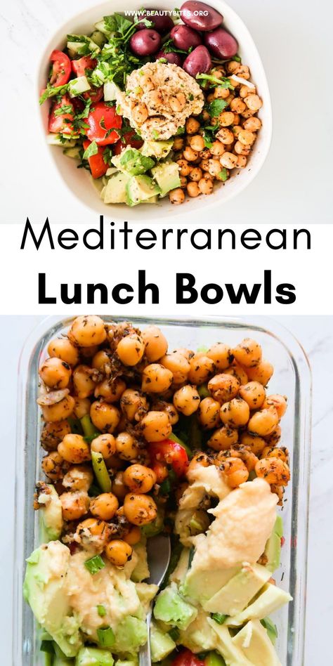 Easy Mediterranean Vegetarian Recipes, Mediterranean Bowls Meal Prep, Meteranian Meal Prep, Mediterranean Lunch Prep Ideas, Mederteranian Meal Prep, Mediterranian Diet Lunch Ideas, Meal Prep Lunch Protein, Meditteranean Bowl, Mediterranean Lunch Prep