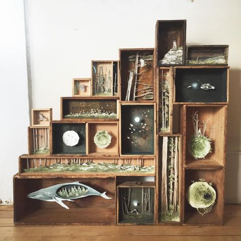 allison-7 Shadow Box Kunst, Box Assemblage, Art Altéré, Small Wooden Boxes, Shadow Box Art, Colossal Art, Cabinet Of Curiosities, Antique Boxes, Assemblage Art