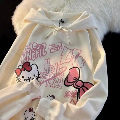 Hello Kitty Hoodie Y2k, Cute Hello Kitty Outfits, Girly Birthday Gifts, Hello Kitty Clothes Aesthetic, Hello Kitty Grunge, Hello Kitty Merch, Hood Anime, Hello Kitty Jacket, Hello Kitty Sweater