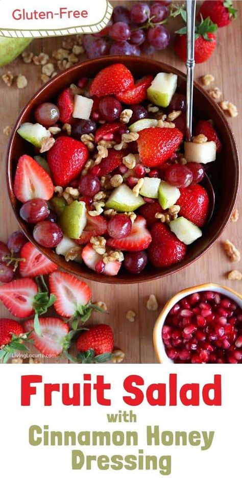 Easy fruit salad and perfect snack for summer or any time of the year! It’s the best gluten-free no sugar added healthy dessert recipe. Fruit Salad With Cinnamon, Sugar Free Desserts Healthy, Easy Fruit Salad, Gluten Free Desserts Healthy, Dressing For Fruit Salad, Honey Dressing, Fruit Salad Easy, Cinnamon Honey, Dairy Free Diet