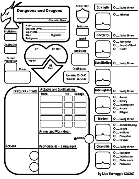 This is a simple sheet with bolder lines and a larger font that still has room for important stats. This includes 4 pages: main sheet, notes, spell sheet, and inventory. #dnd #dungeonsanddragons #charactersheet Dnd Character Sheet Spells, Dnd Character Sheet Booklet, D&d Character Sheet Printable, Dnd Stats Sheet, Dnd Character Sheet Simple, Dnd Character Journal Pages, Dnd Journal Pages, Character Journaling, Dnd Notebook Ideas