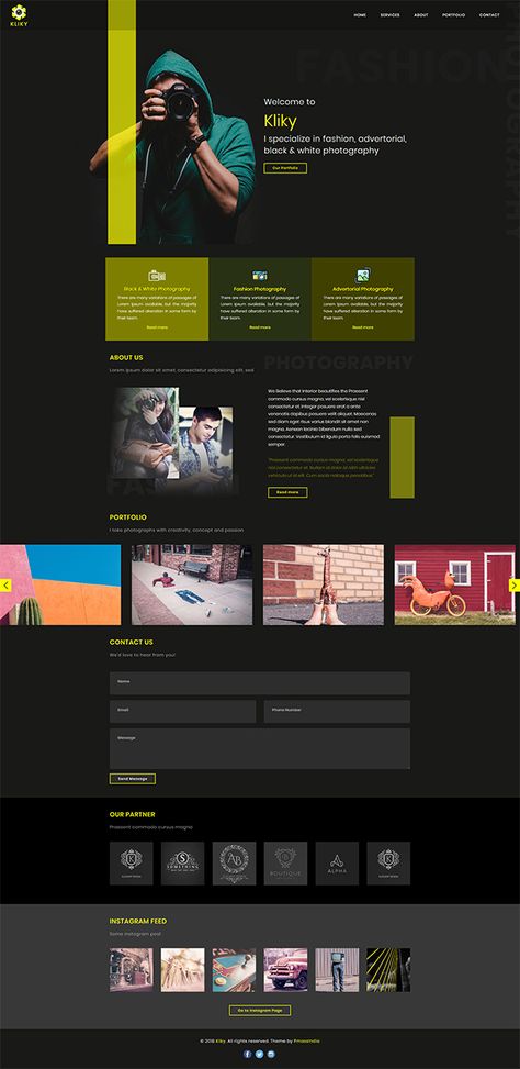 Kliky - Photography Website Template Photography Website Templates, Photography Portfolio Website, Photography Website Design, Portfolio Website Template, Graphic Design Brochure, Minimal Photography, Photography Themes, Photographer Website, Photographer Portfolio