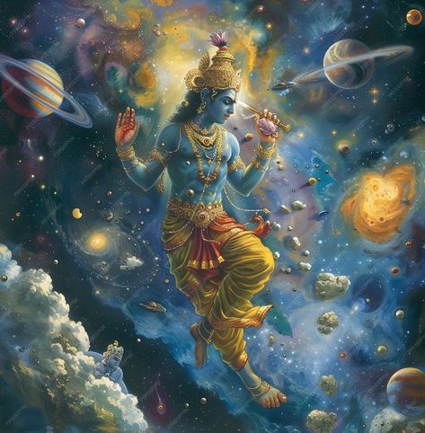 Lord Vishnu Sleeping In Cosmic Ocean, Vishnu Lakshmi Images, Buddha Canvas Art, Gayatri Devi, Buddha Canvas, God Goddess, Shree Krishna Wallpapers, Srila Prabhupada, Lakshmi Images