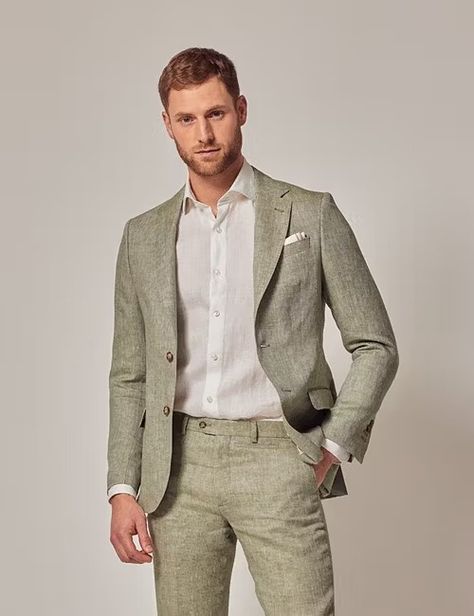 Linen suits for men | Hawes and Curtis Linen Suits For Men Wedding, Destination Wedding Packing, Green Linen Suit, Men Linen Suit, Linen Wedding Suit, Linen Suit Men, Green Suit Men, Green Suits, Casual Suits Men