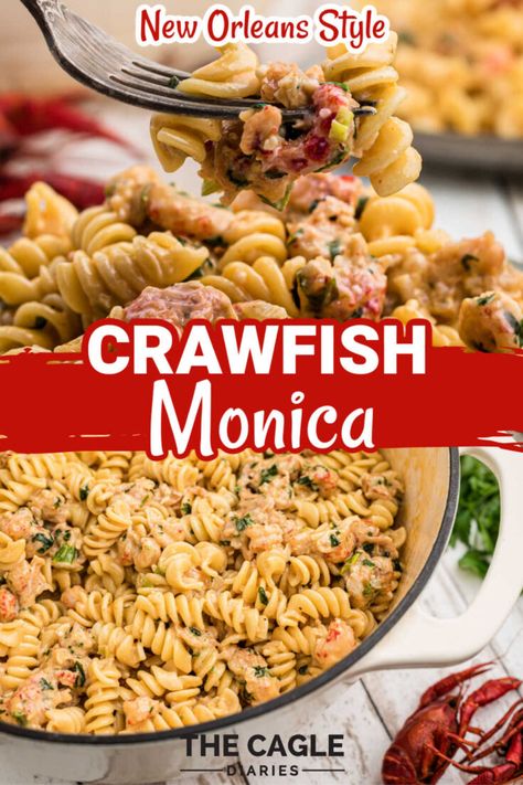 Crawfish Monica Recipe New Orleans, Crawfish Pasta Recipes, Seafood Etouffee Recipe, Crawfish Fettucine Recipe, Crawfish Monica Recipe, Crawfish Stew, Crayfish Recipes, Crawfish Monica, Nola Food